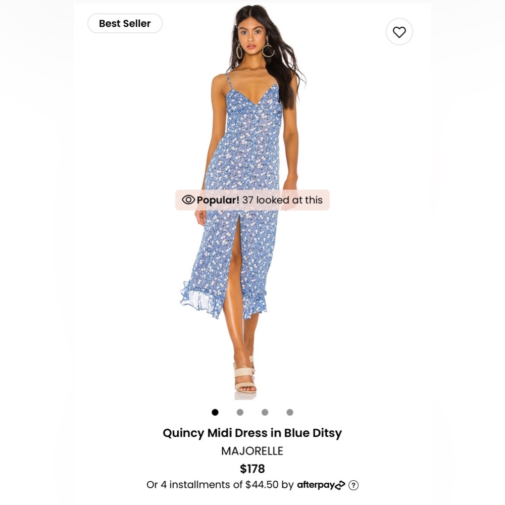 MAJORELLE Quincy midi dress in blue ditzy. From Revolve. Perfect condition